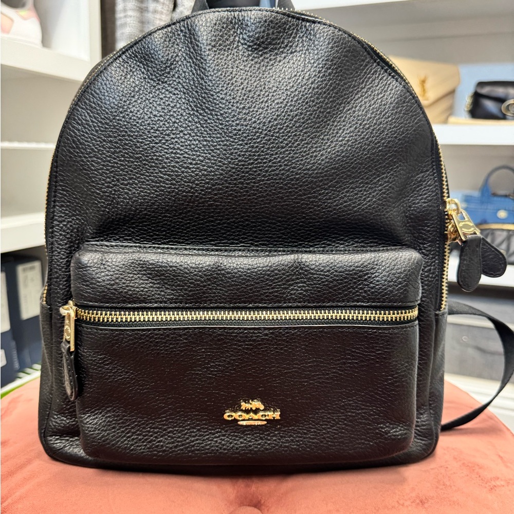 Coach Charlie Medium Black Backpack